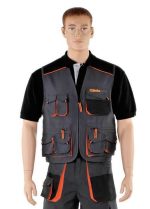 Colete de trabalho, multi-bolsos, leve